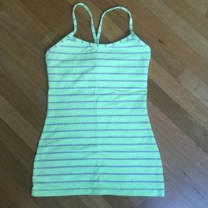 Lululemon Power Y Deauville Stripe Clear Mint Sz 4